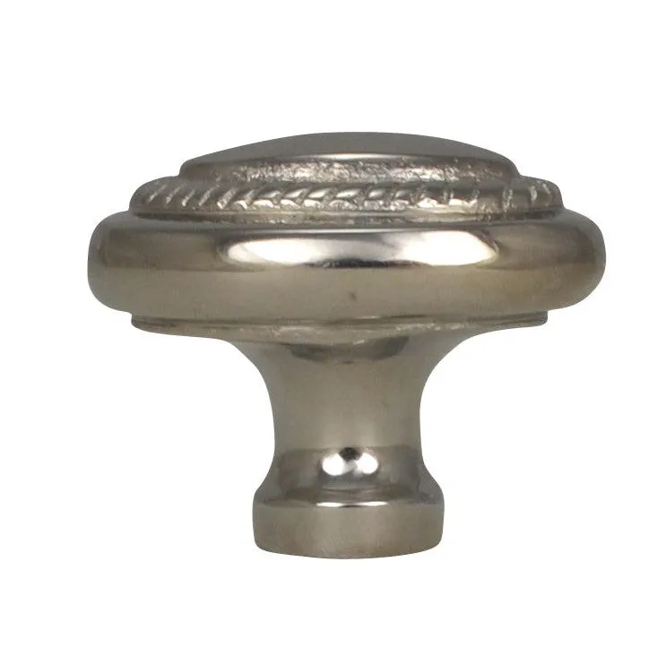 1 1/2 Inch Solid Brass Georgian Roped Egg Shaped Knob (Polished Chrome Finish)