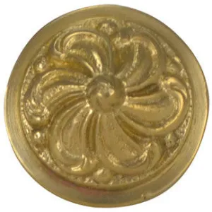 1 1/3 Inch Solid Brass Baroque / Rococo Knob (Polished Brass Finish)