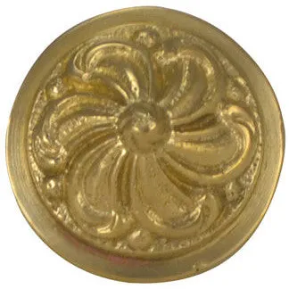 1 1/3 Inch Solid Brass Baroque / Rococo Knob (Polished Brass Finish)