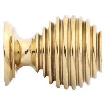 1 3/8 Inch Solid Brass Art Deco Round Knob (Polished Brass Finish)