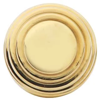 1 3/8 Inch Solid Brass Art Deco Round Knob (Polished Brass Finish)