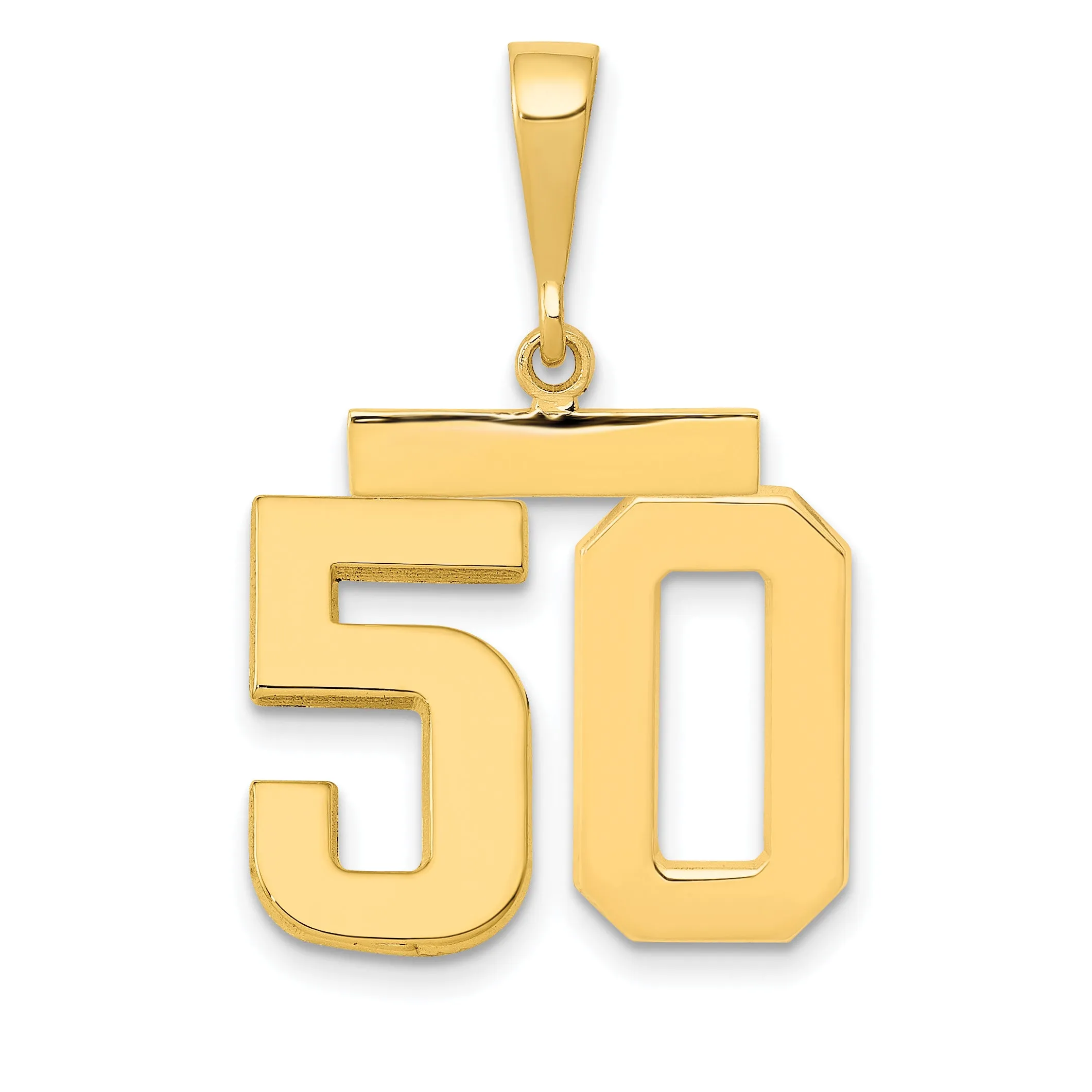 14k Yellow Gold Medium Polished Number 50 Charm