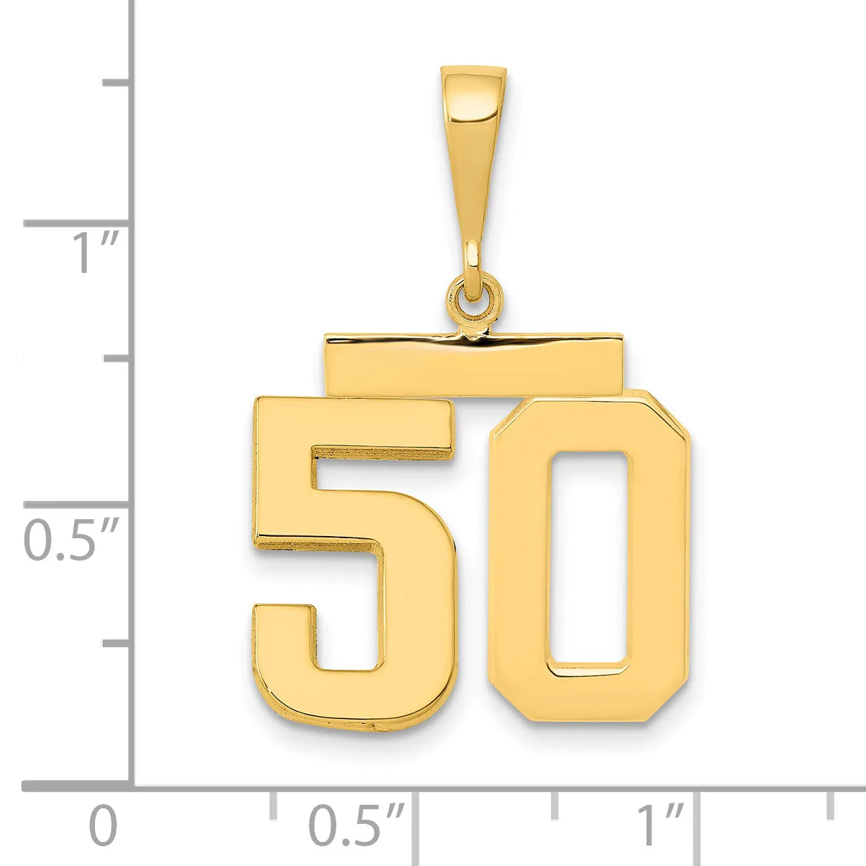 14k Yellow Gold Medium Polished Number 50 Charm