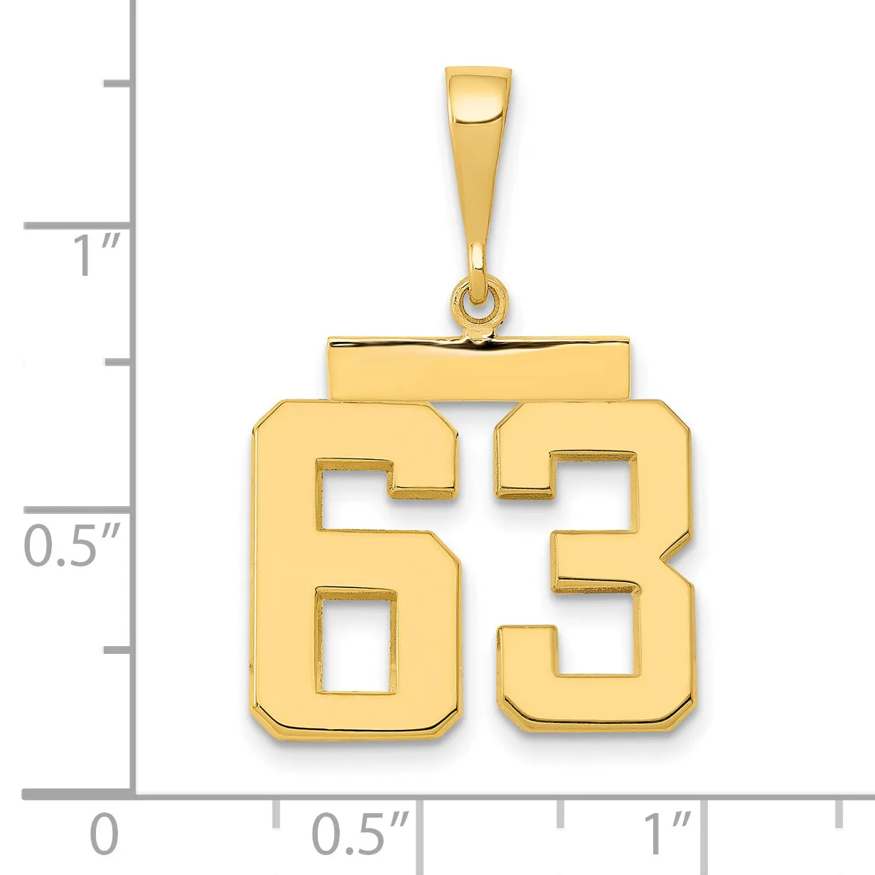 14k Yellow Gold Medium Polished Number 63 Charm