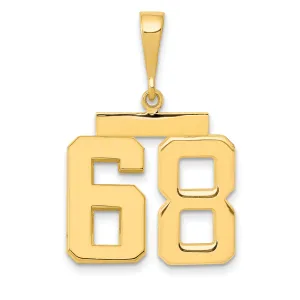 14k Yellow Gold Medium Polished Number 68 Charm