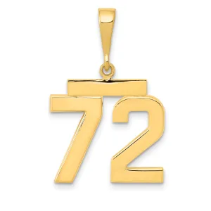 14k Yellow Gold Medium Polished Number 72 Charm