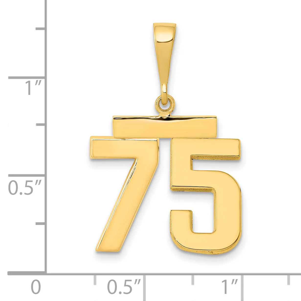 14k Yellow Gold Medium Polished Number 75 Charm