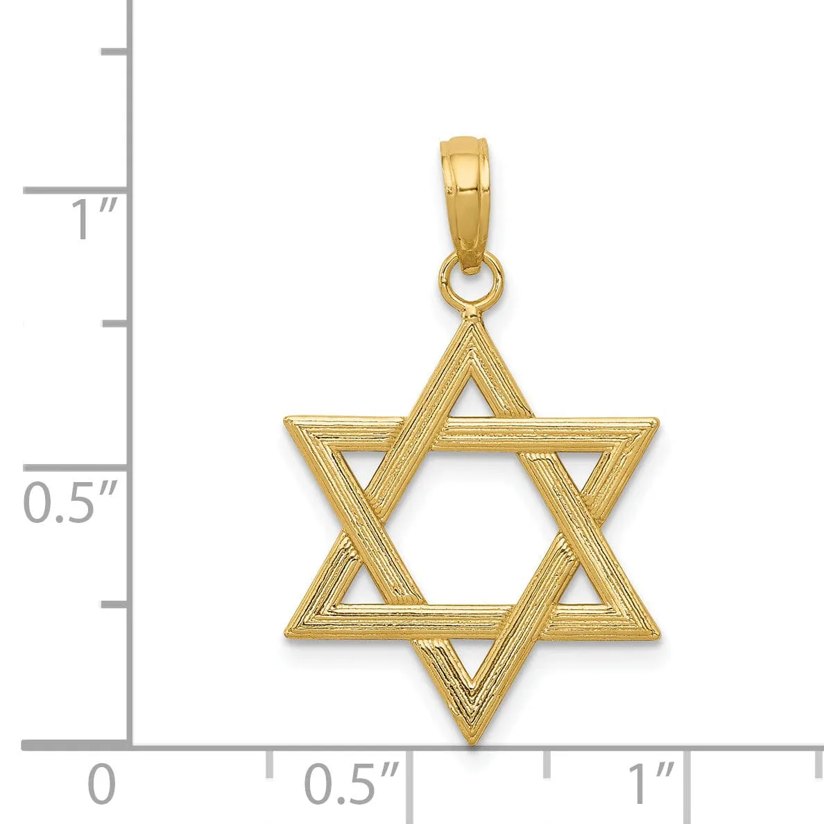 14K Yellow Gold Polished Texture Finish Solid Star of David Pendant