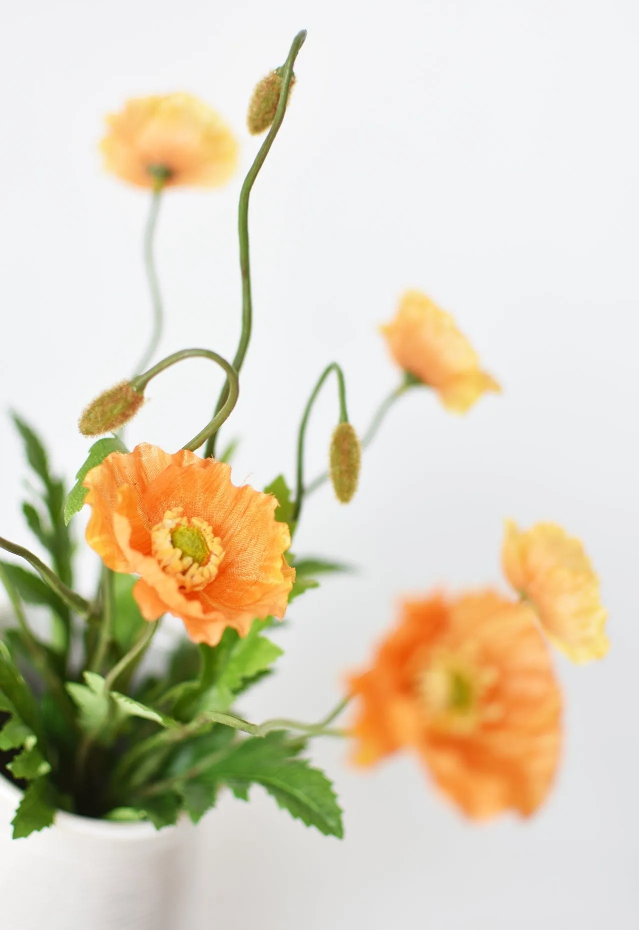 15" Faux Orange Poppy Bush