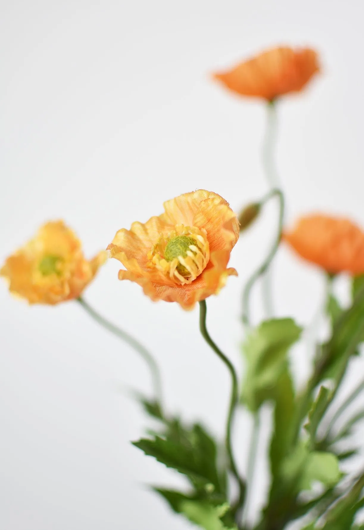 15" Faux Orange Poppy Bush