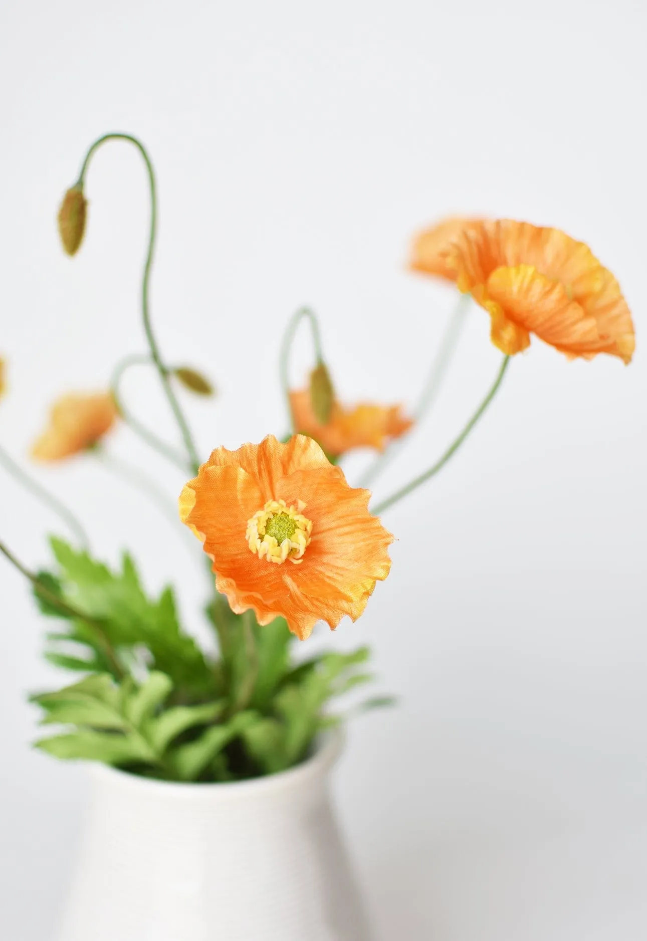 15" Faux Orange Poppy Bush