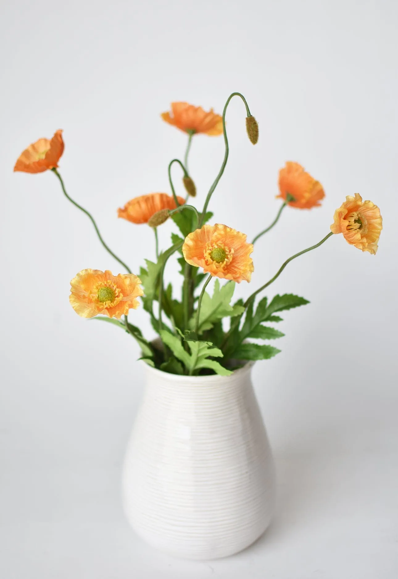 15" Faux Orange Poppy Bush