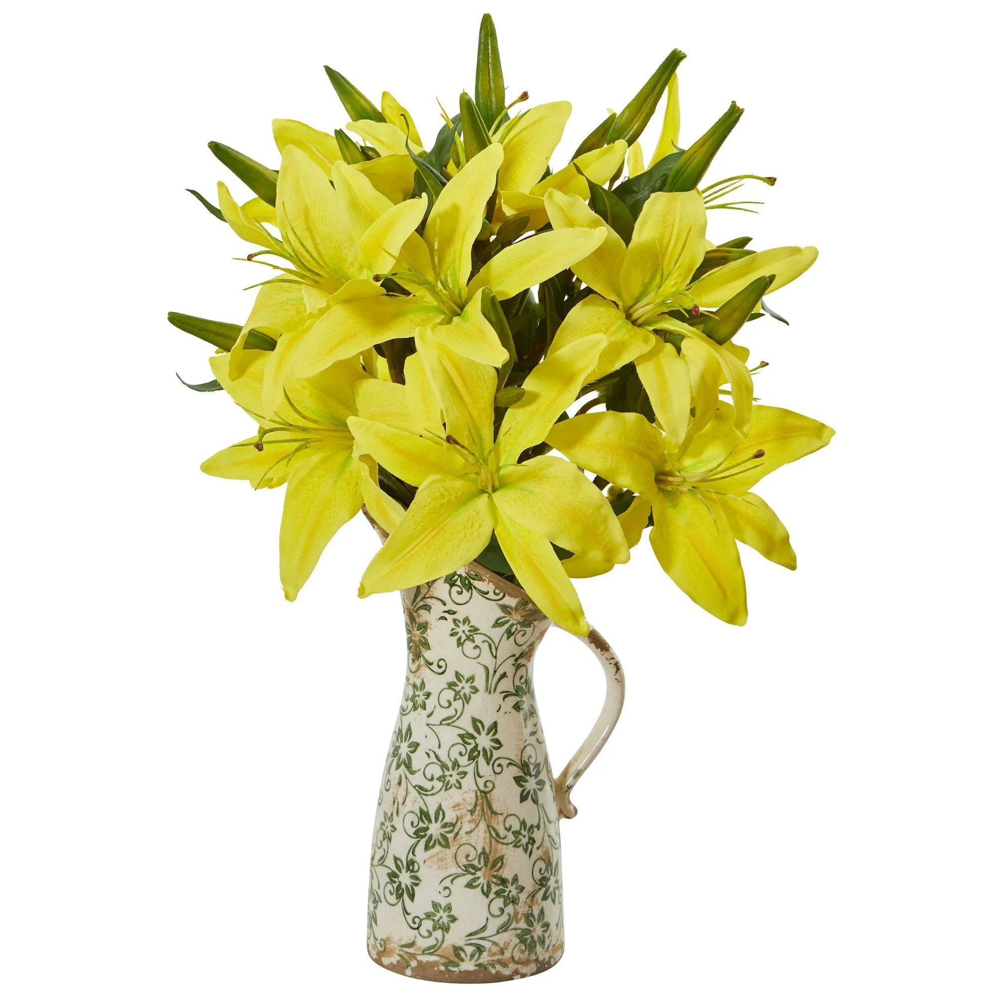 21” Lily Artificial Arrangement in Floral Pitcher