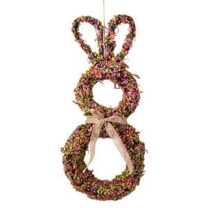 24" Floral Rattan Rabbit Door Hanger