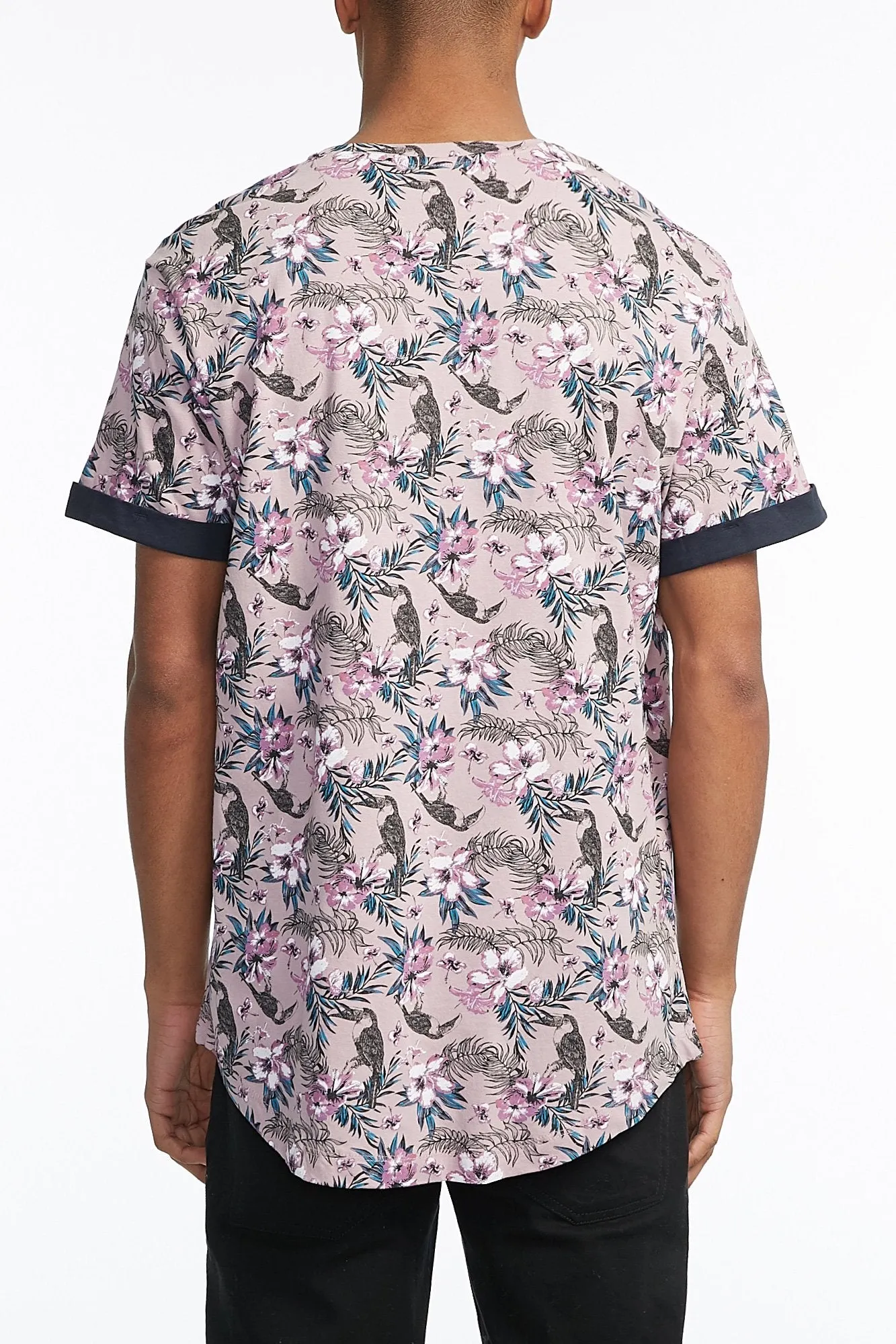 Amnesia Pink Bird Contrast Pocket Tee