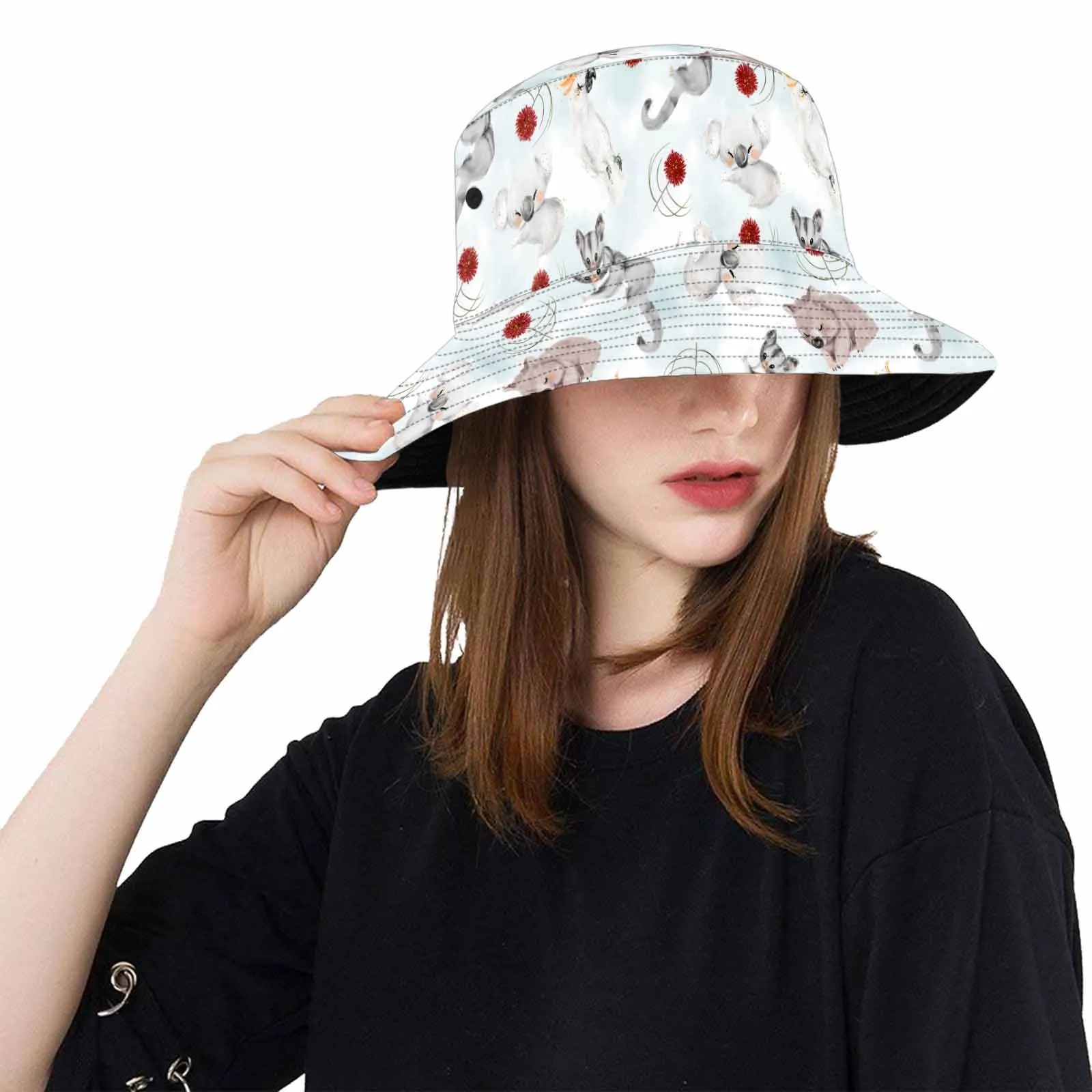 Australian Animals Koala, Sugar Glider, Wombat  Unisex Summer Single-Layer Bucket Hat