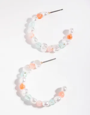 Bead & Pearl Hoop Earrings