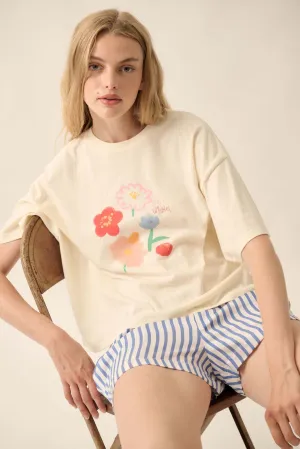 Best Wishes Garment-Dyed Floral Graphic Tee