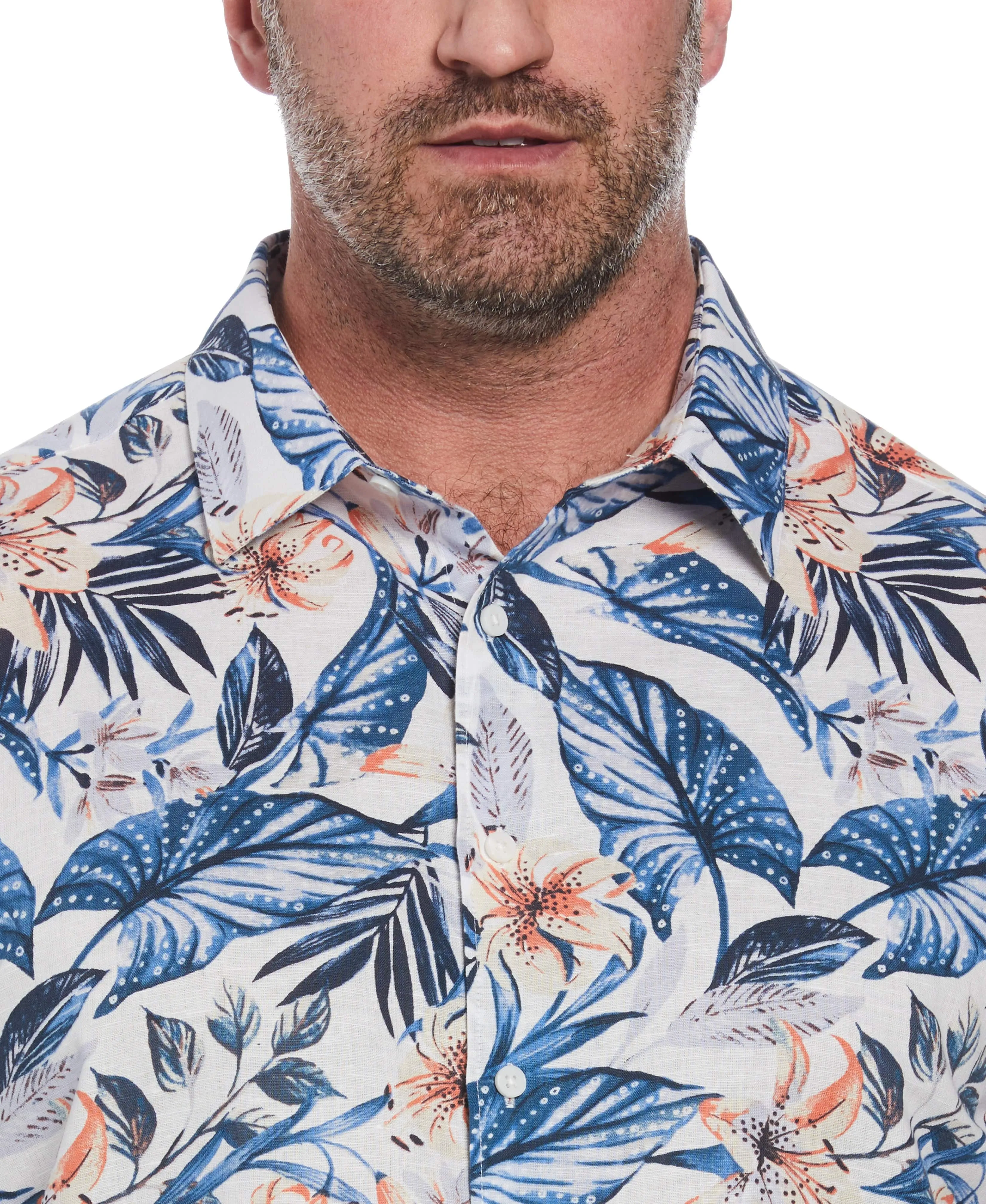 Big & Tall Linen Blend Floral Print Shirt