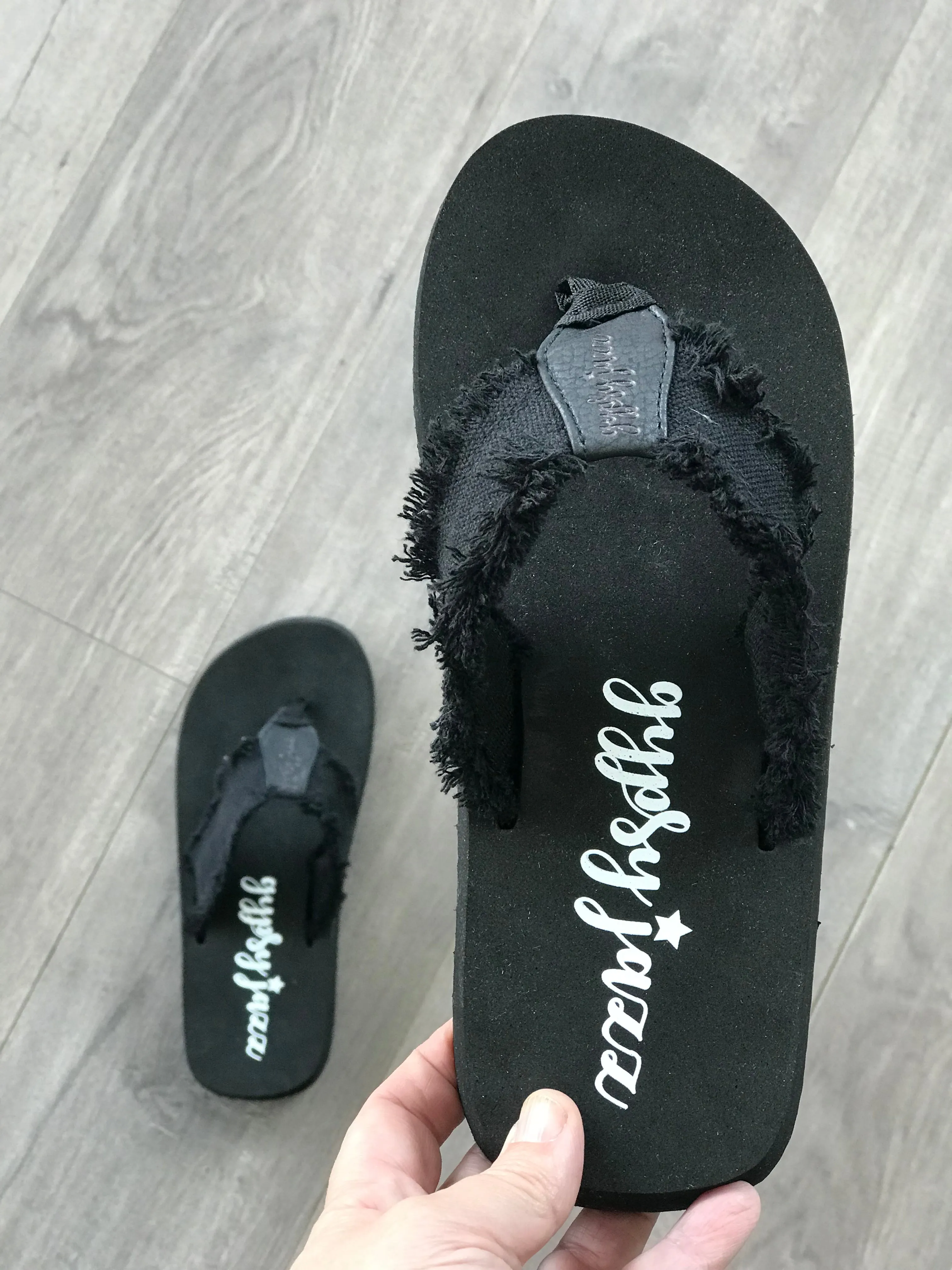 Black Fringe Flip Flop