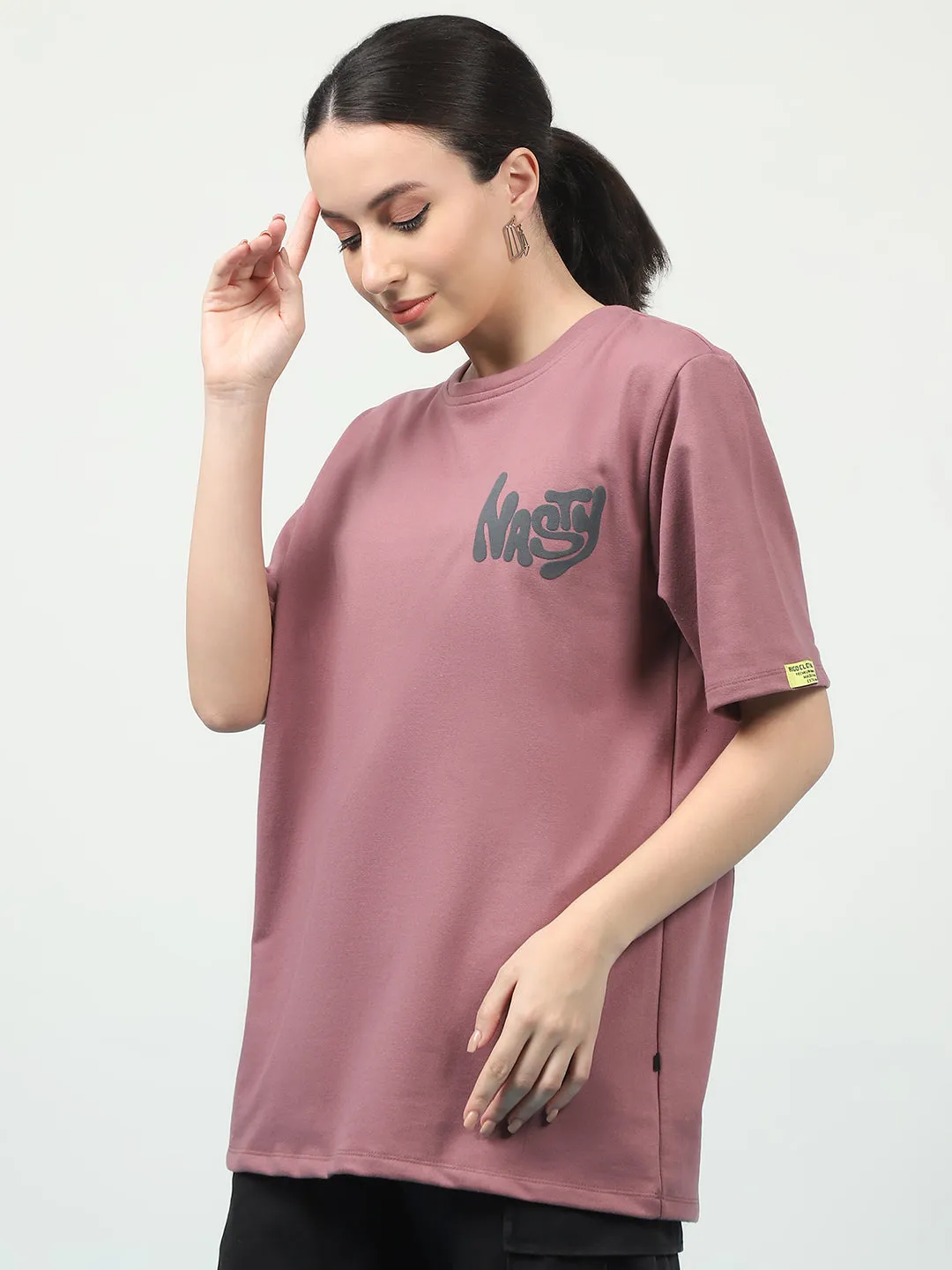 Bold Statement Oversized Terry Puff Print T-Shirt