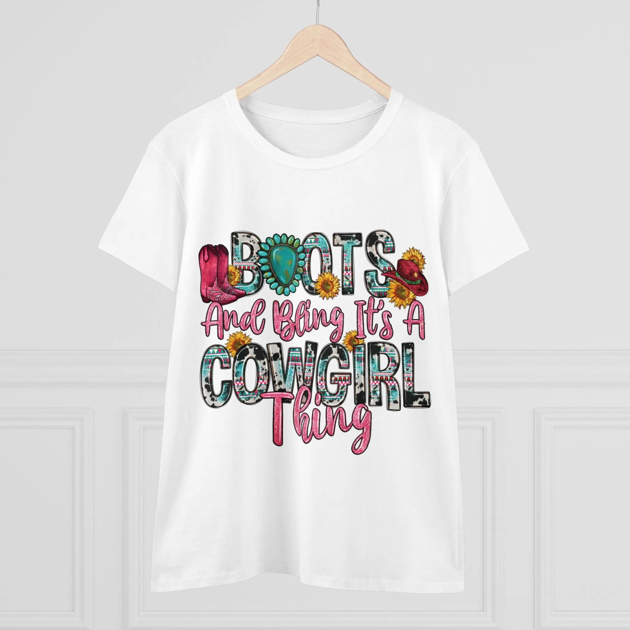 Boot's & Bling Cowgirl Women's T-Shirt only at Bling & Bloom's Boutique | Women's Western Tees | Girls Country T-Shirts