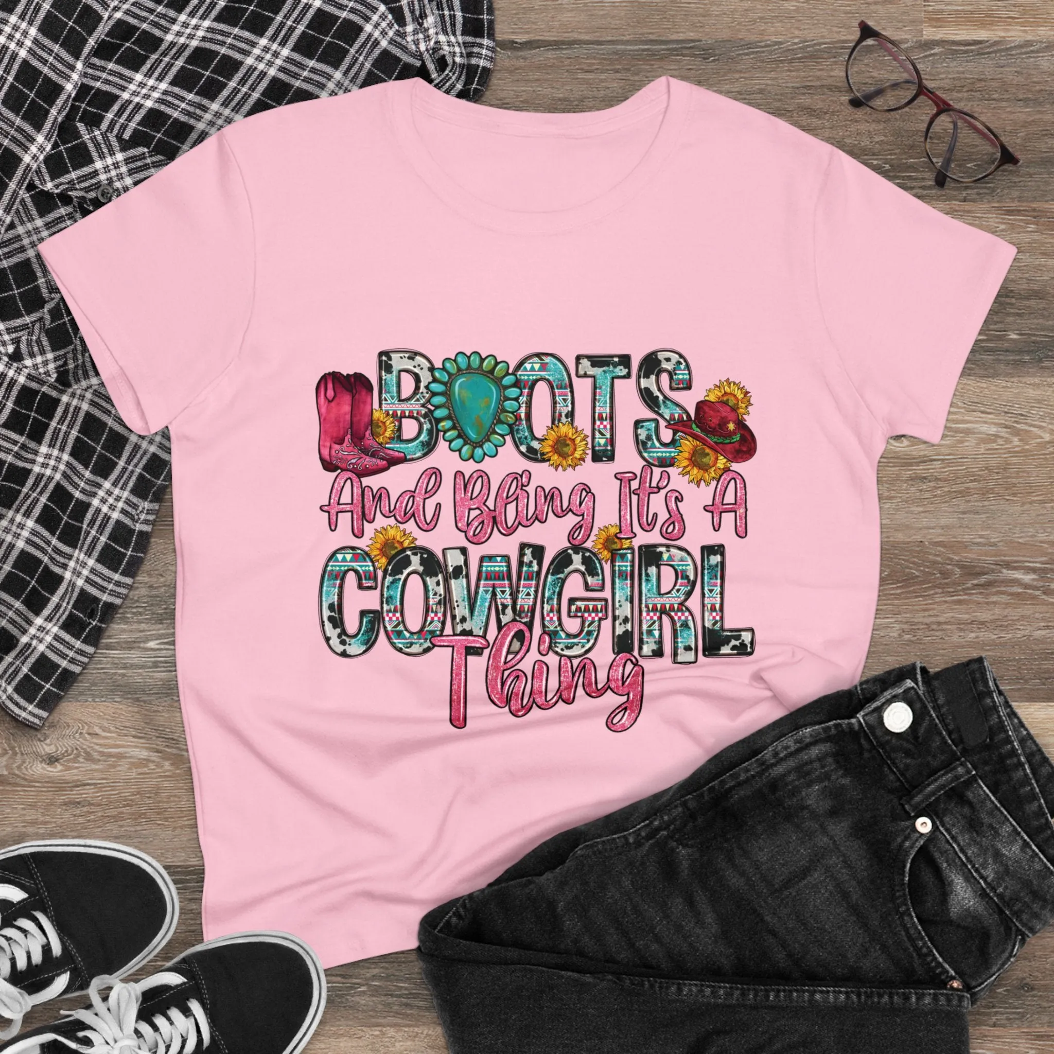 Boot's & Bling Cowgirl Women's T-Shirt only at Bling & Bloom's Boutique | Women's Western Tees | Girls Country T-Shirts