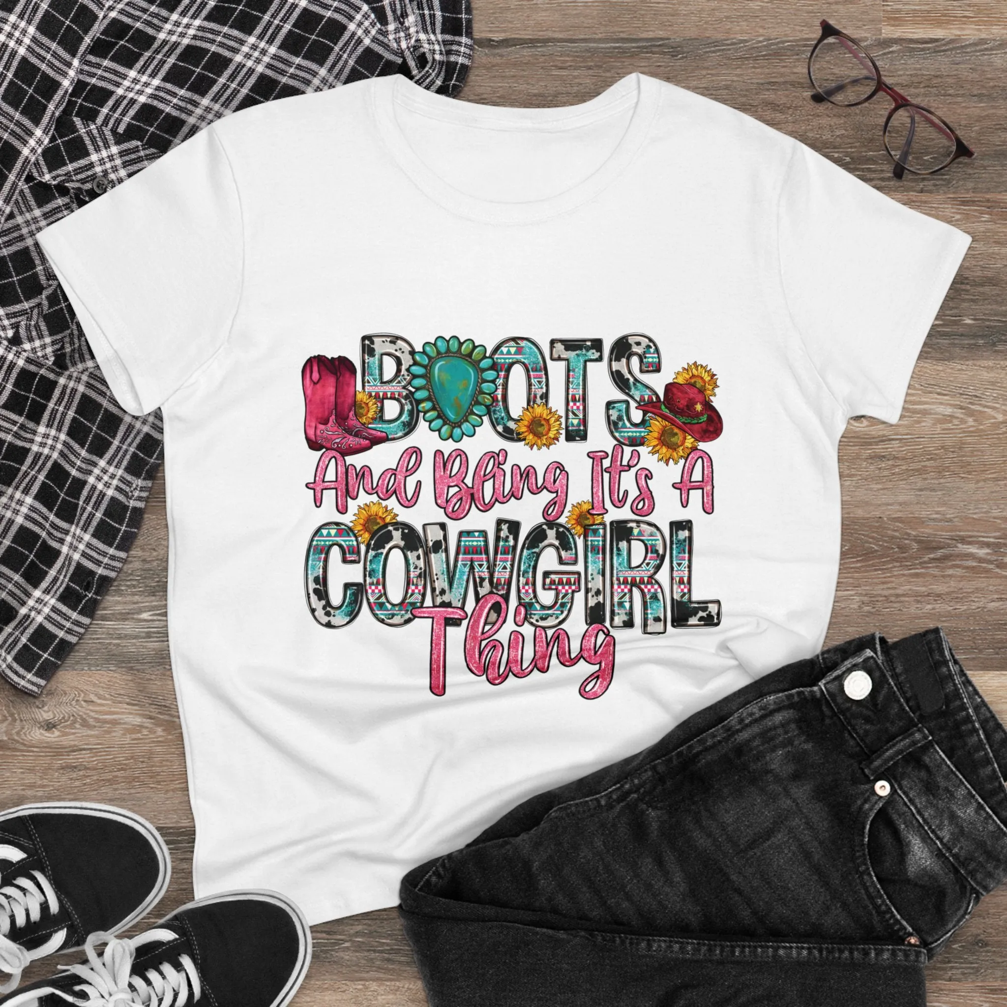 Boot's & Bling Cowgirl Women's T-Shirt only at Bling & Bloom's Boutique | Women's Western Tees | Girls Country T-Shirts