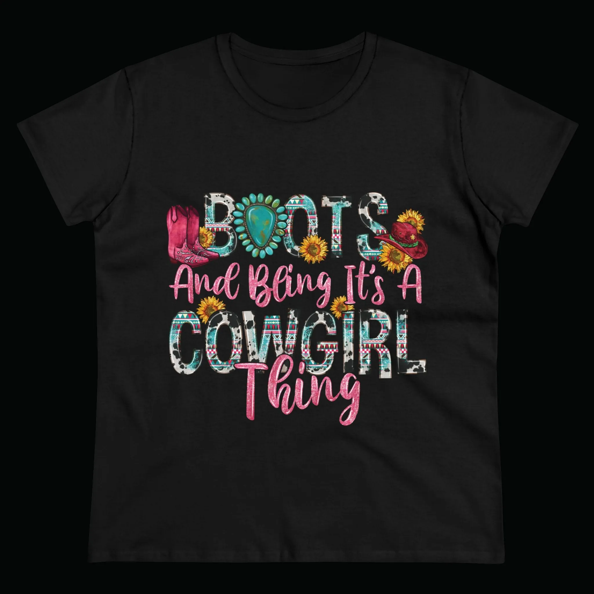 Boot's & Bling Cowgirl Women's T-Shirt only at Bling & Bloom's Boutique | Women's Western Tees | Girls Country T-Shirts