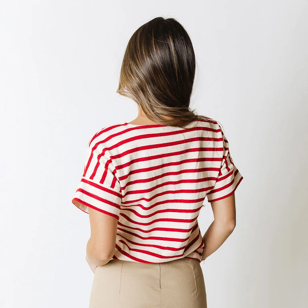 Boss Tee, Crimson Stripe