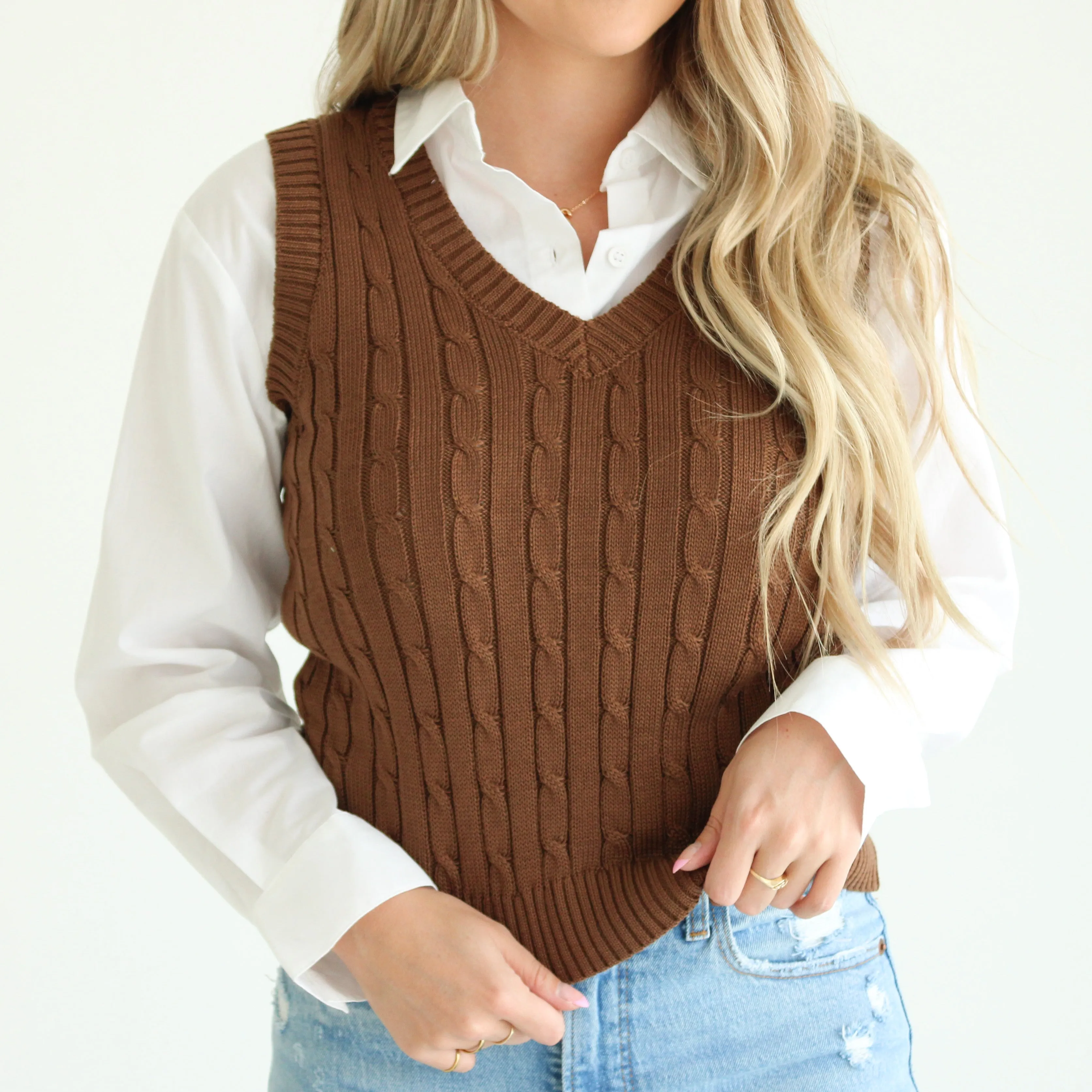 Cable Knit Sweater Vest