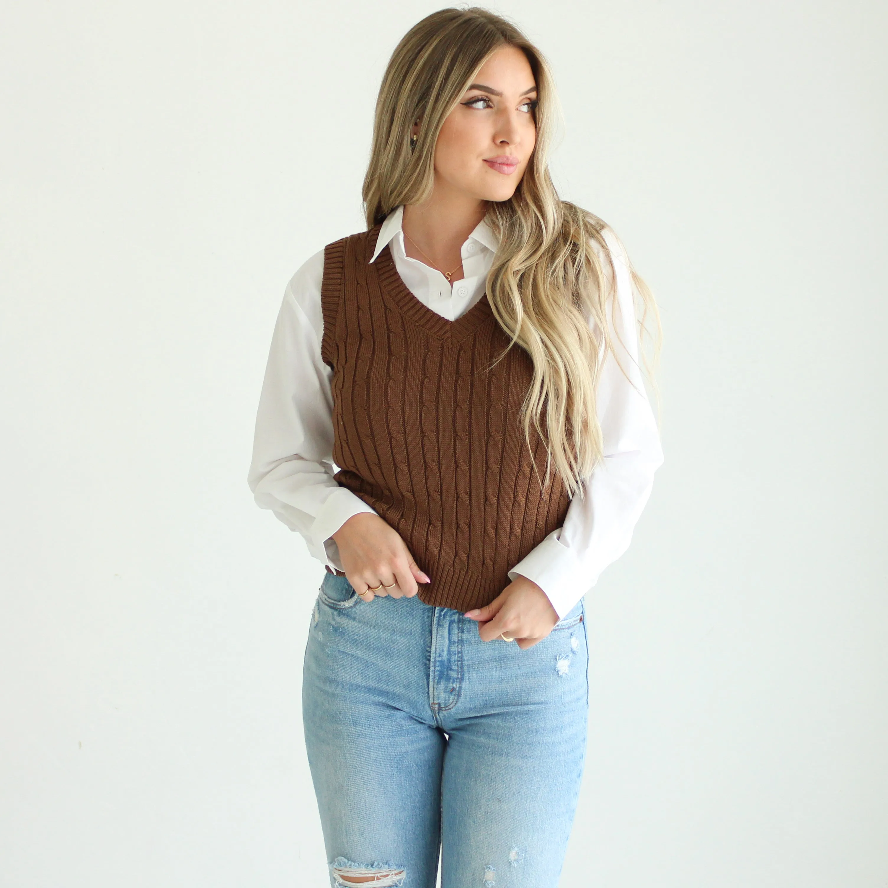 Cable Knit Sweater Vest