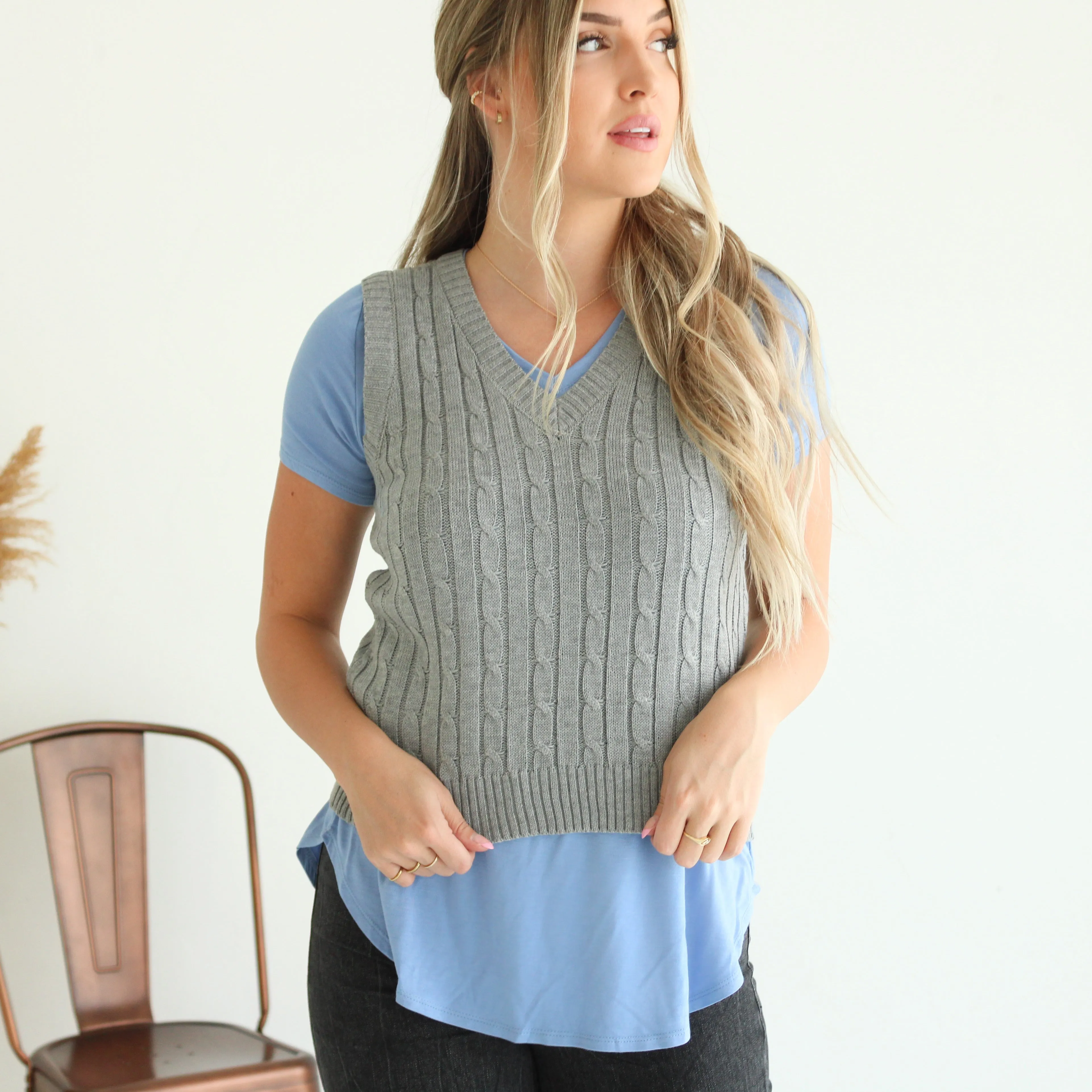 Cable Knit Sweater Vest