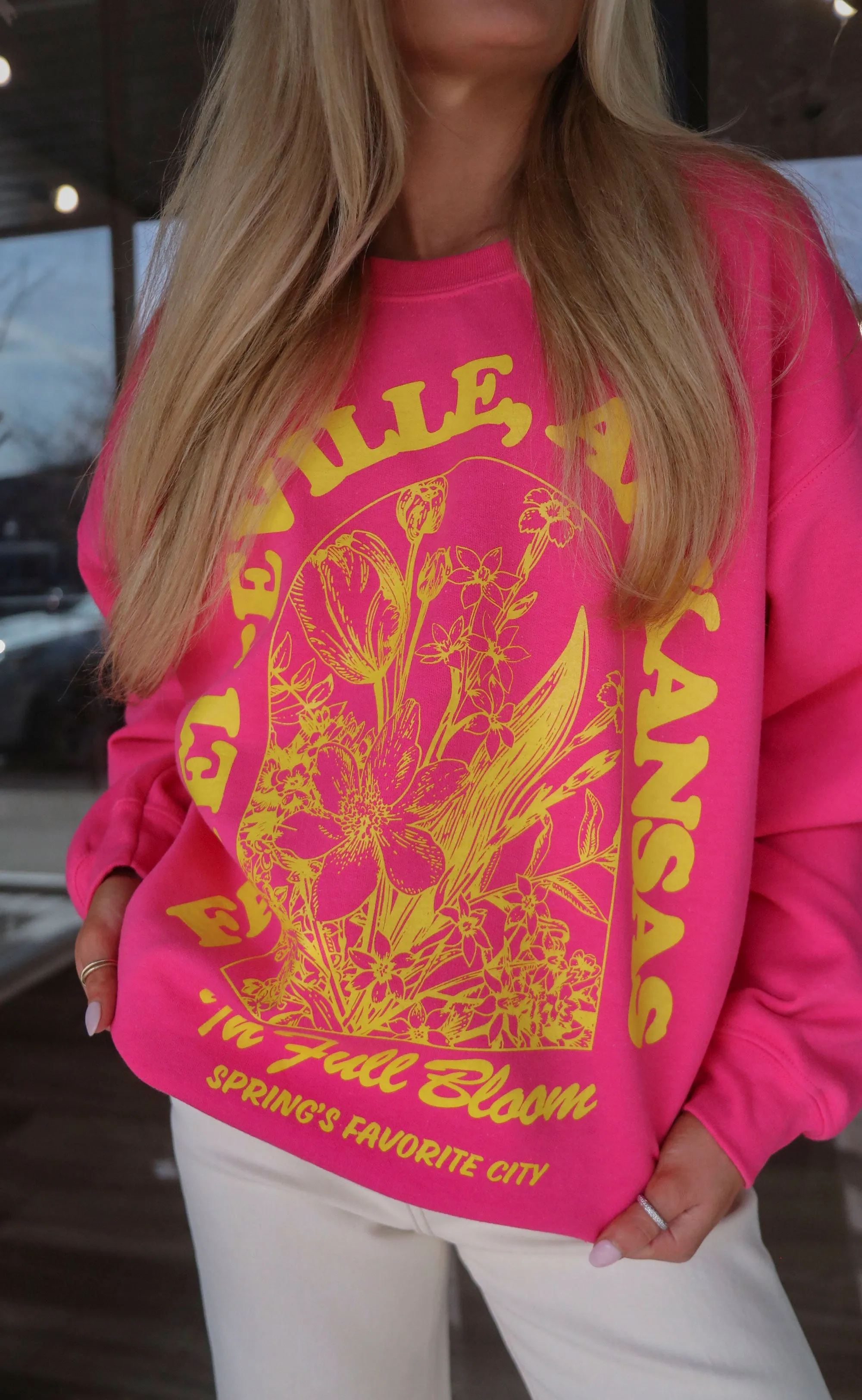 charlie southern: in bloom sweatshirt - pink