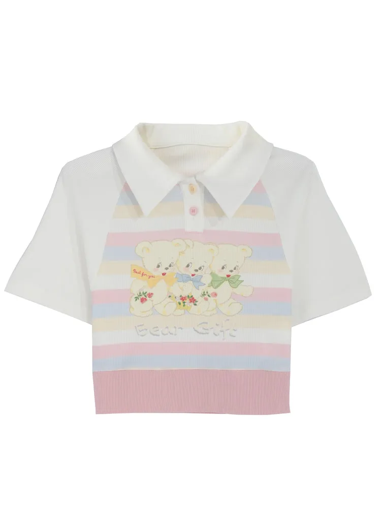 Cute Pastel Rainbow White Bears T-shirt ON629