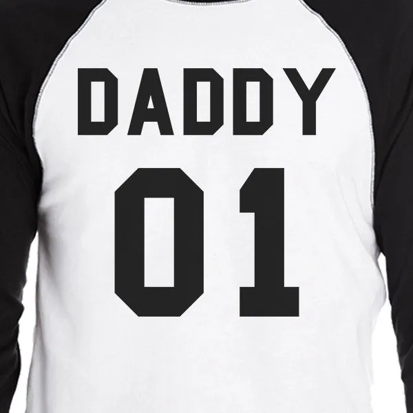 Daddy01 Mommy01 Kid01 Baby01 Pet01 Mens Black And White Baseball Shirt