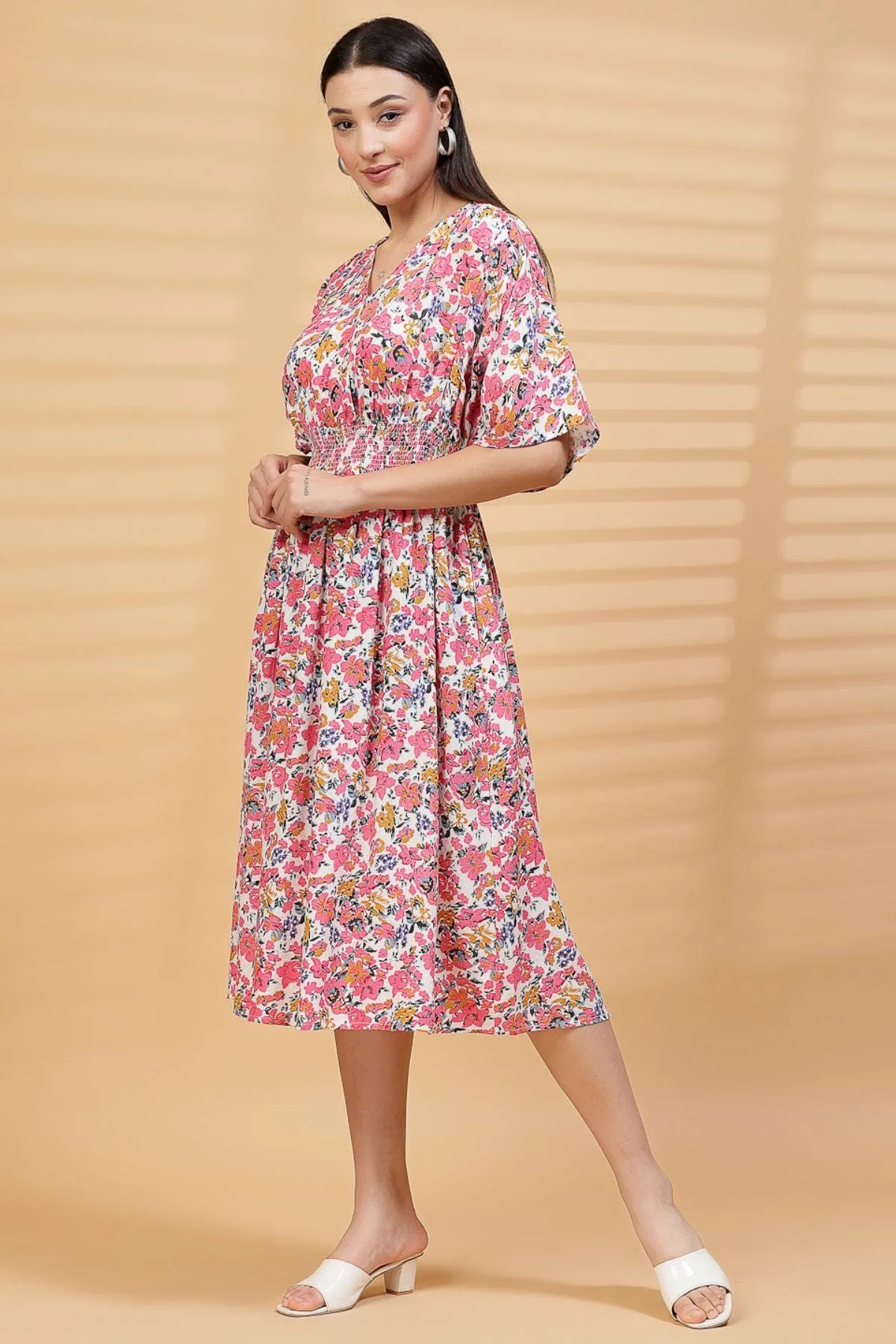 Ditsy Floral Print 100% Rayon Maternity Feeding Dress