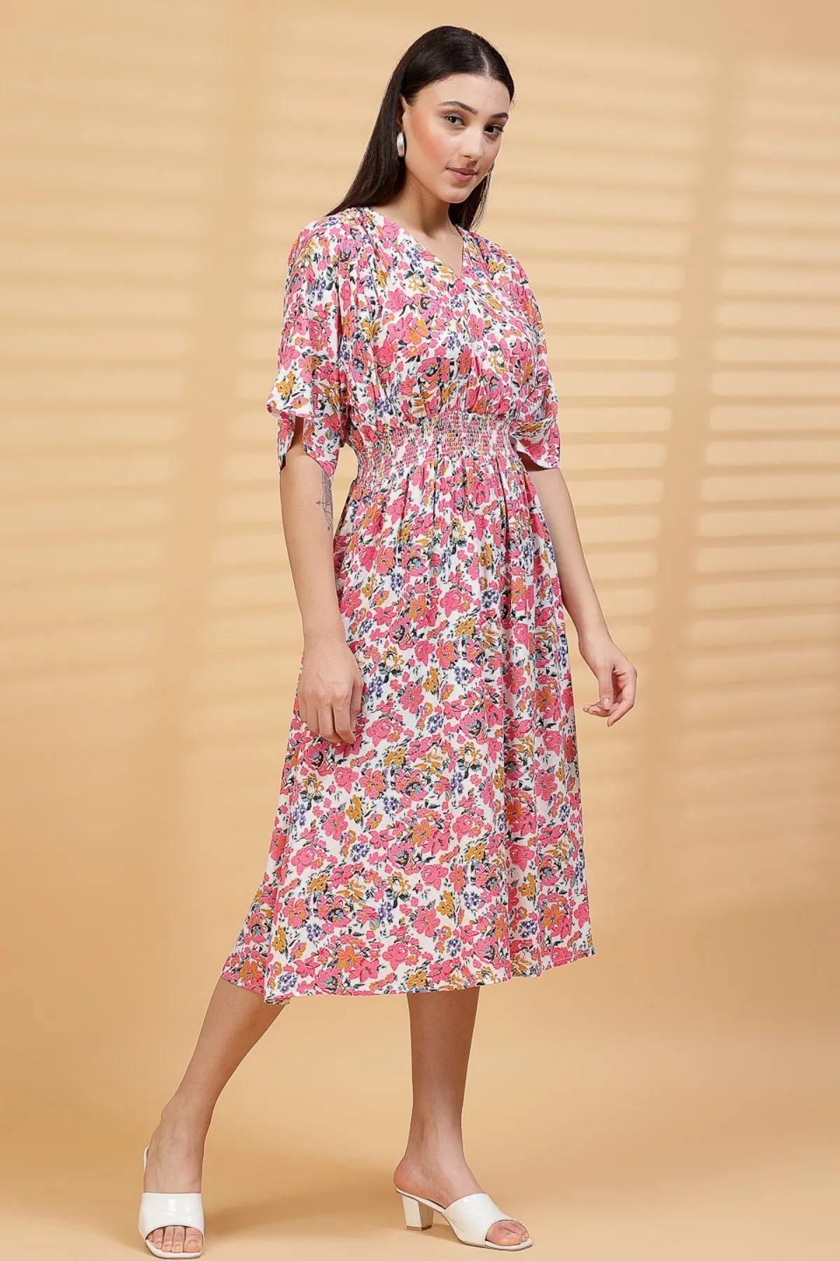 Ditsy Floral Print 100% Rayon Maternity Feeding Dress