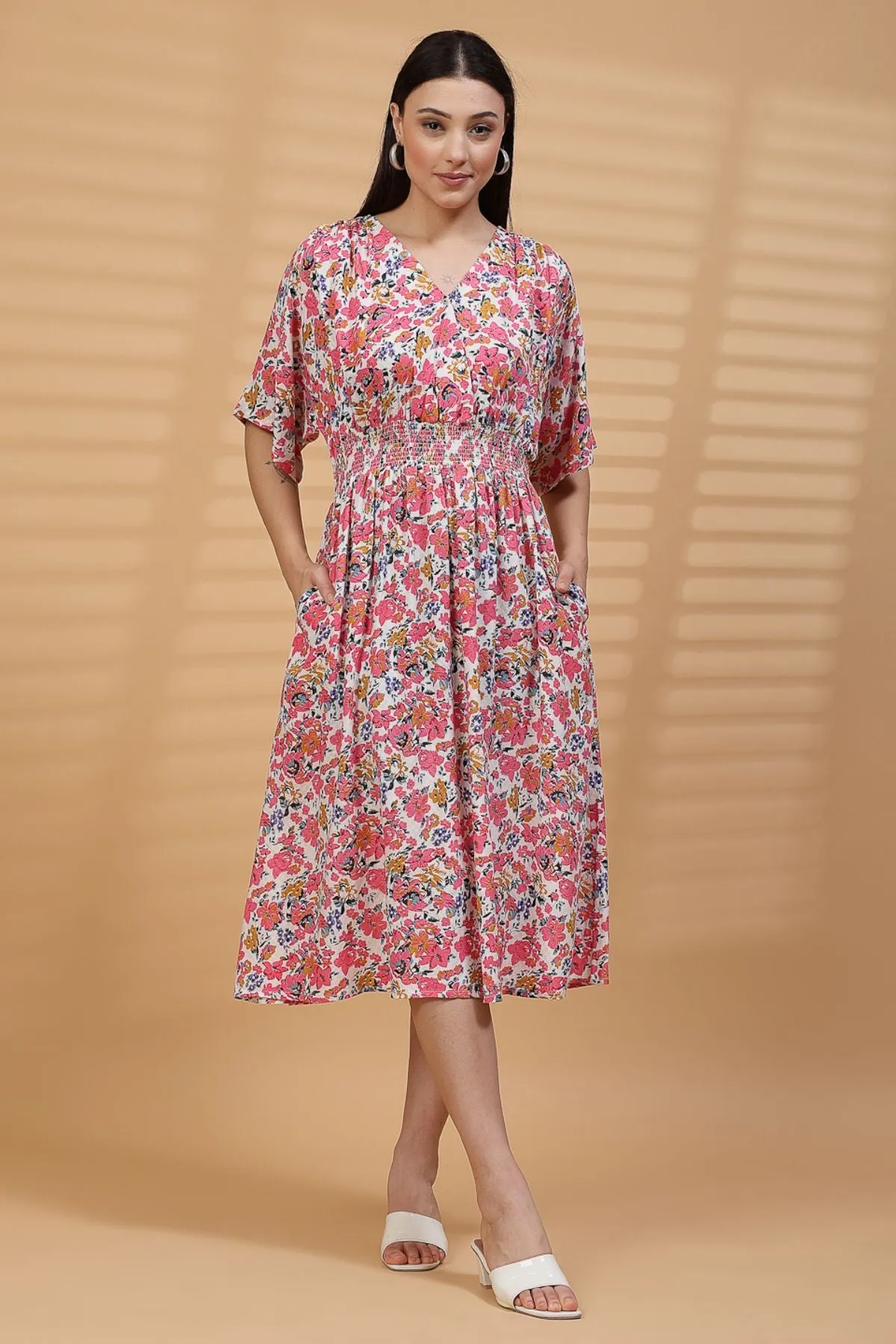 Ditsy Floral Print 100% Rayon Maternity Feeding Dress