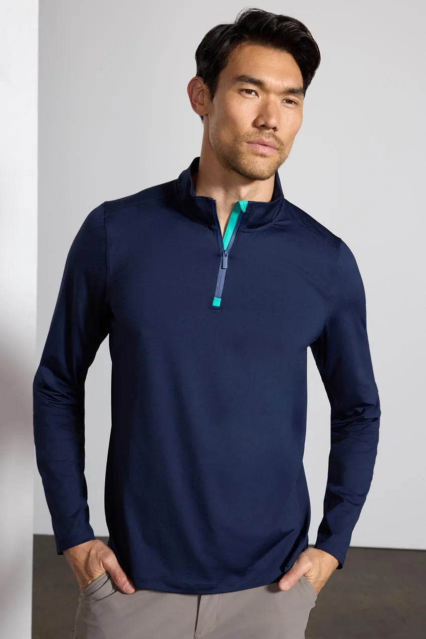 Drive Tech 1/4 Zip - Deep Navy/Water Garden