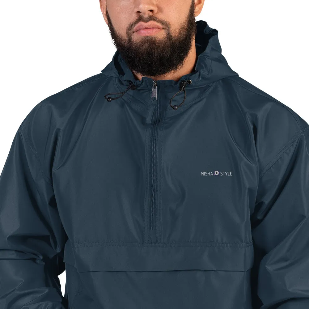 Embroidered Champion Packable Jacket - Navy