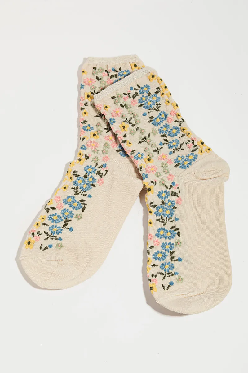 Embroidery Ankle Socks with Stylish Prints (Various Colors)