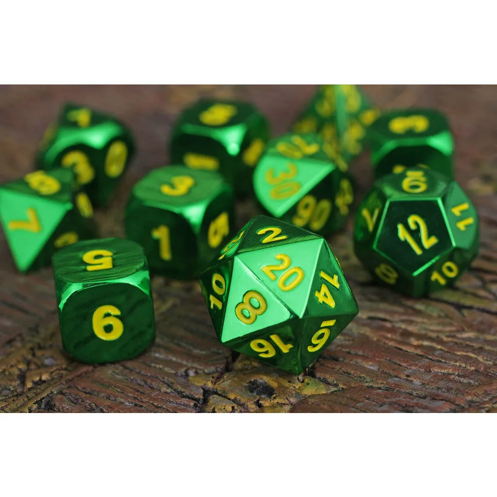 Emerald Green 10-Piece Metal Dice Set