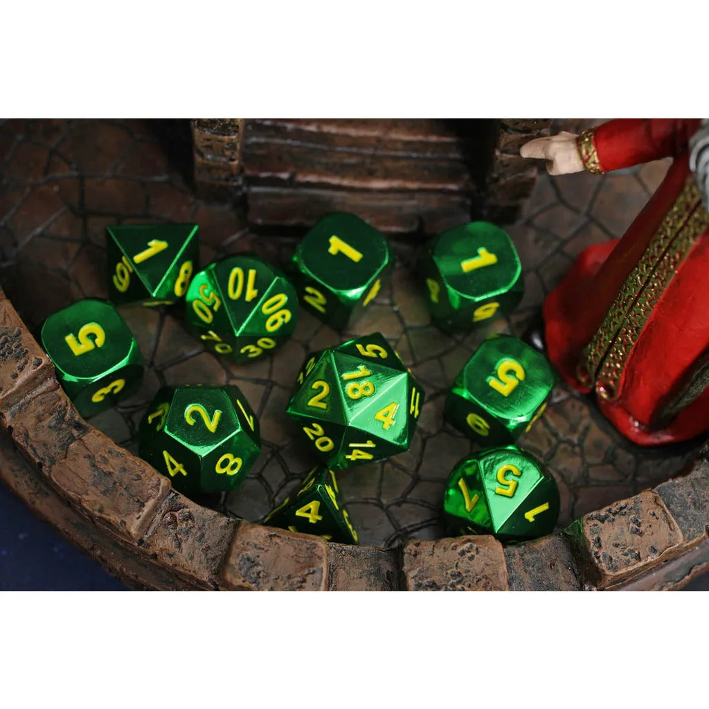 Emerald Green 10-Piece Metal Dice Set