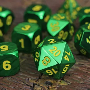 Emerald Green 10-Piece Metal Dice Set