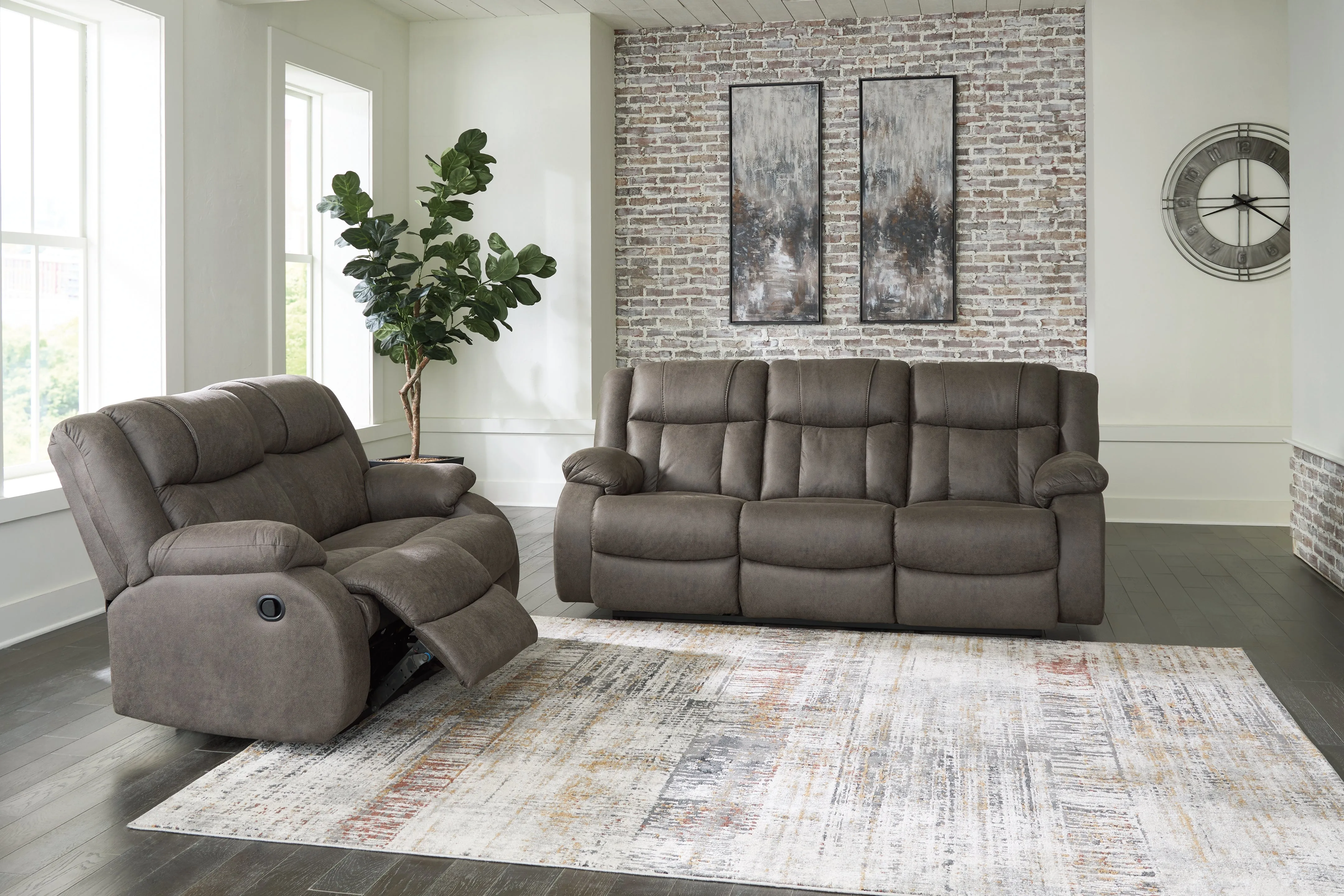 First Base Sofa and Loveseat in Gunmetal