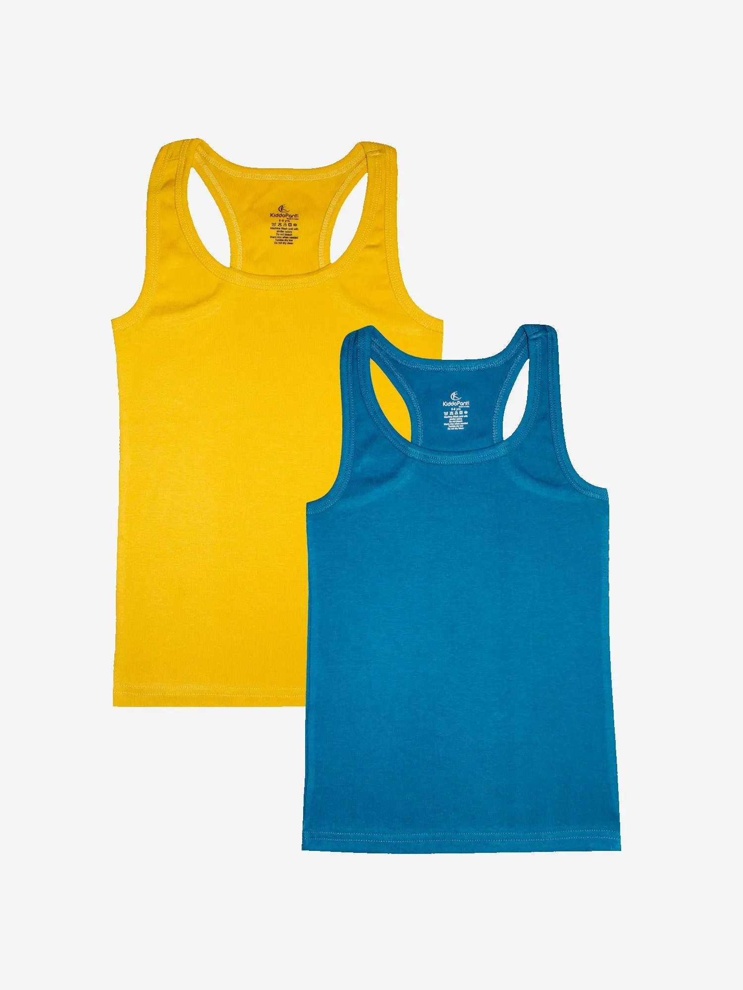 Girls Cotton Rib Racer Back Tank Top-Pack of 2