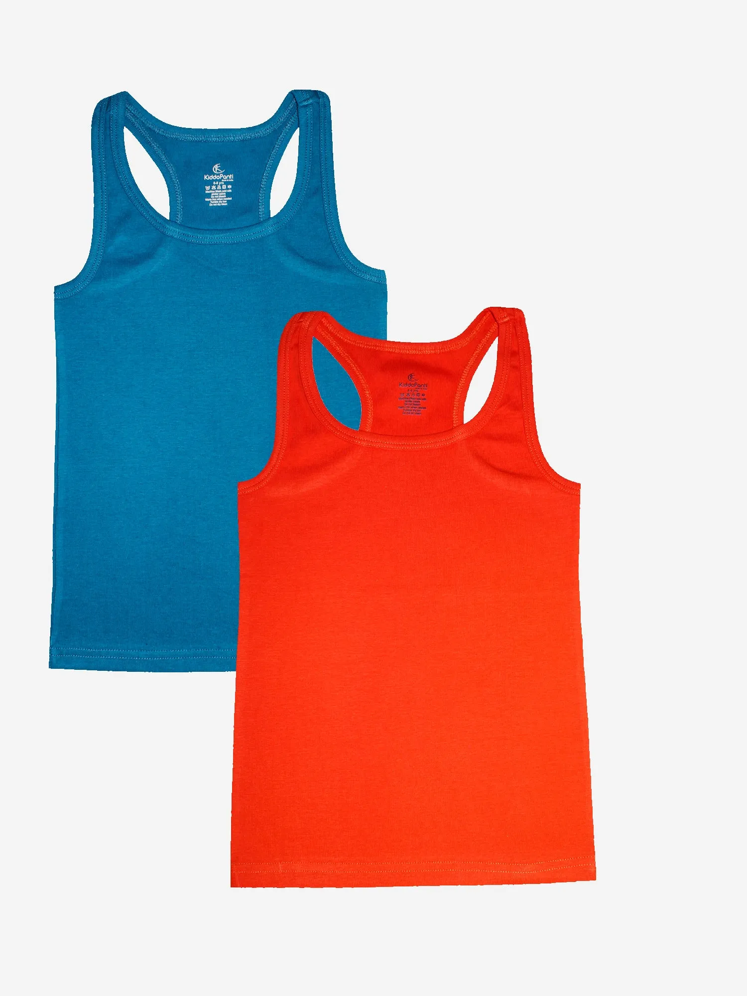 Girls Cotton Rib Racer Back Tank Top-Pack of 2