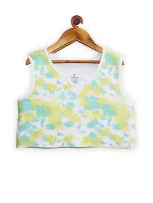 Girls Tie & Dye Print Rib Crop Tank Top