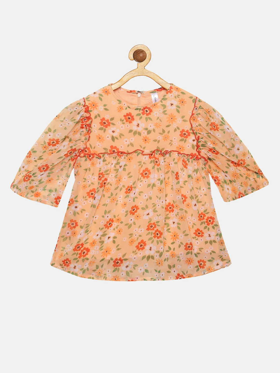 Girls Yoke & Armhole Gathered Frill Top